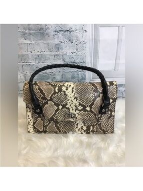 Patricia Nash Snake-Print Satchel Handbag in Neutral Tones